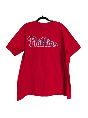 Phillies Baseball Sport Majestic 2 XXL Red Short Sleeve Crewneck T Shirt